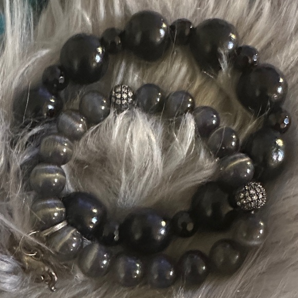 Other - Elegant Black Beaded Bracelet Set